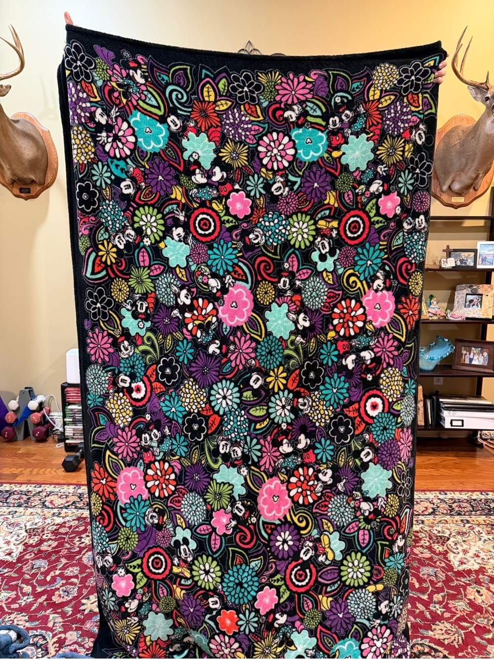 Minnie & Mickey Mouse Floral Black Multicolor Blanket